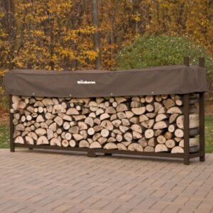 Woodhaven Brown Outdoor Firewood Rack with Partial Cover - 10' Woodhaven Brown Outdoor Firewood Rack with Partial Cover - 10'